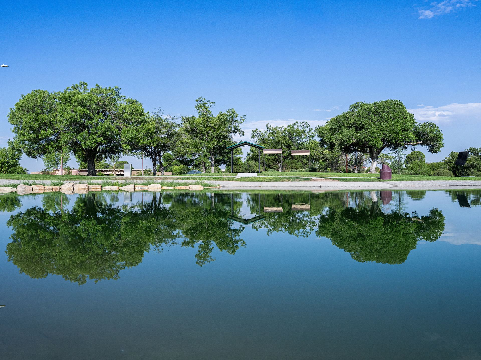 Photo of Alumni Pond after reopening in August 2026