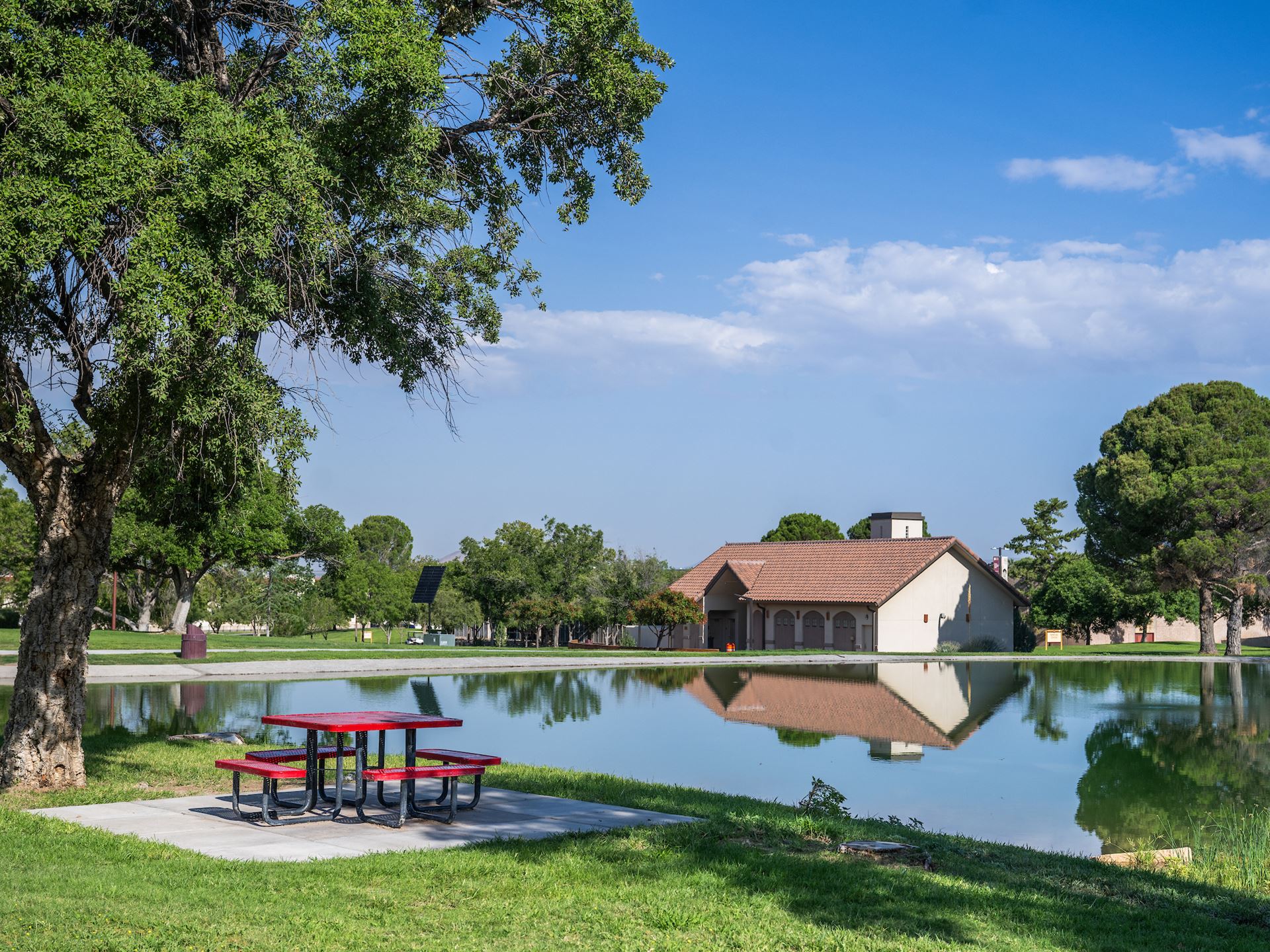 Photo of Alumni Pond after reopening in August 2026