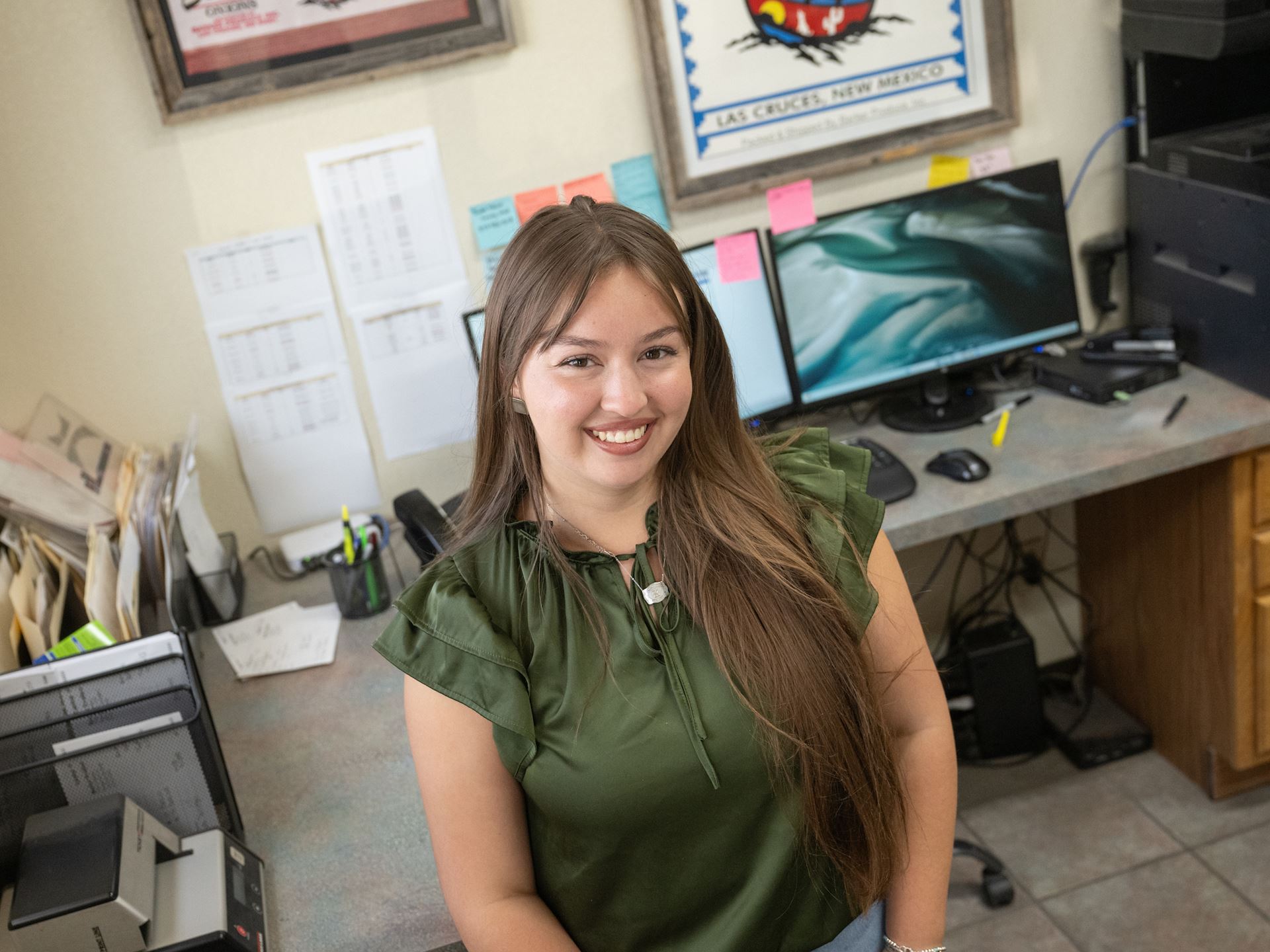 Photo of Kasi Montoya interning at Barker Produce
