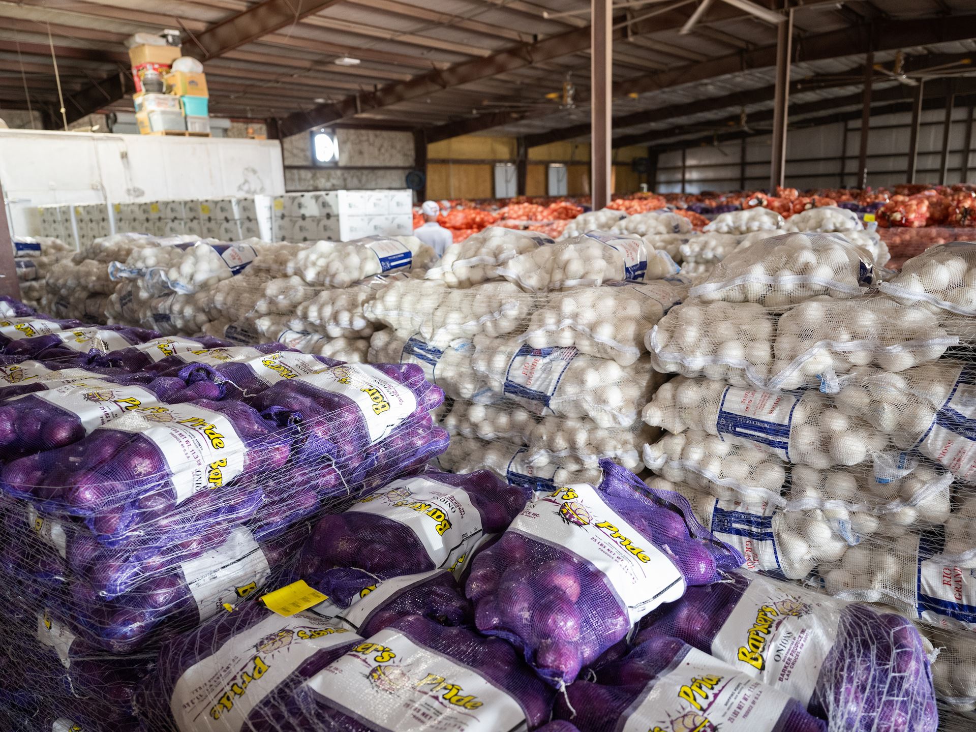 Photo of onions stocked at Barker Produce