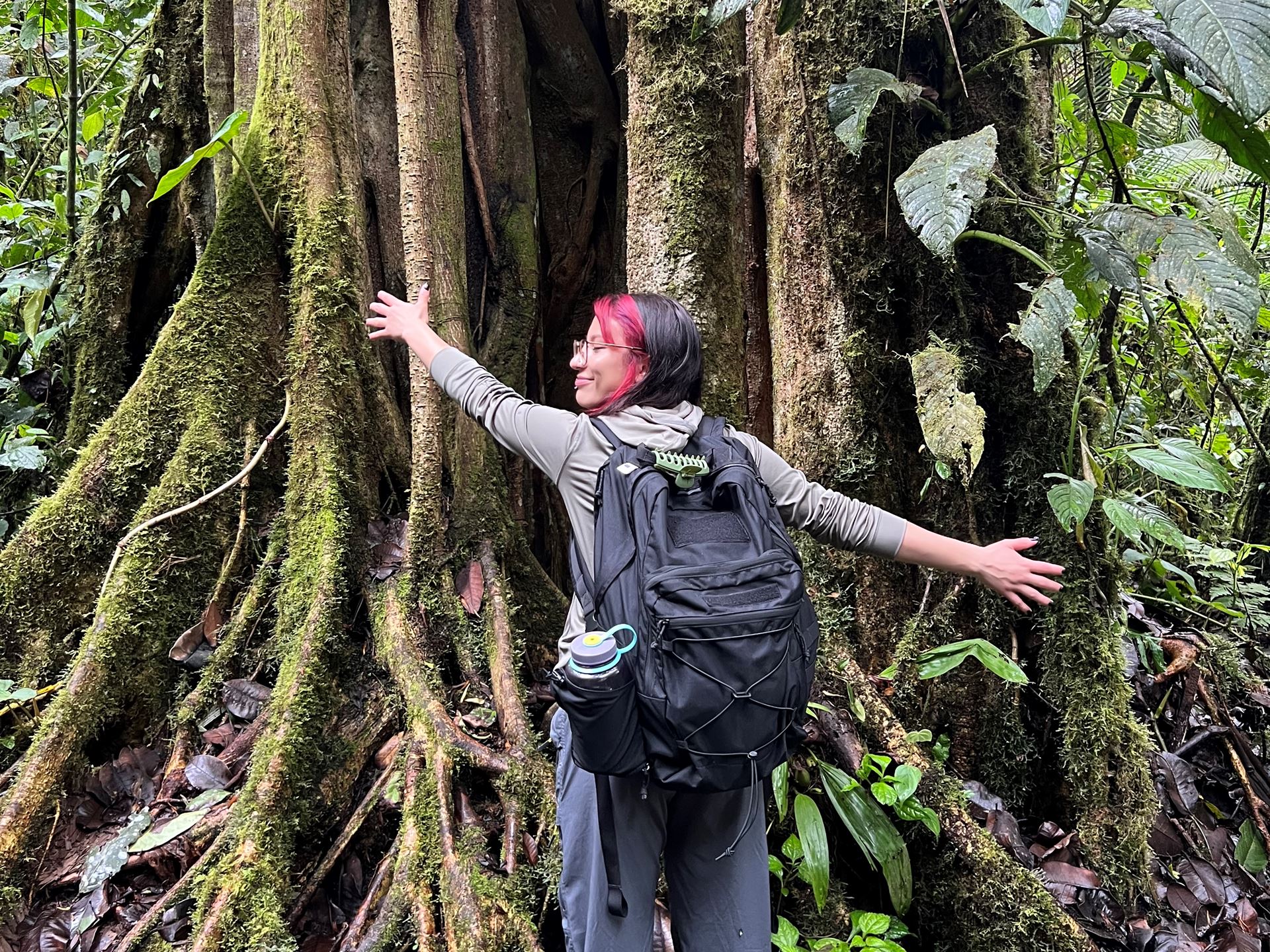 Photo of Alexis Olmos in Ecuador studying tropical insect ecology for a class