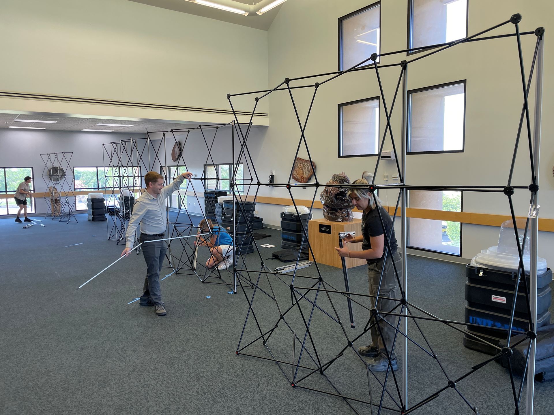 Photo of Americans and the Holocaust exhibit setup at NMSU Library