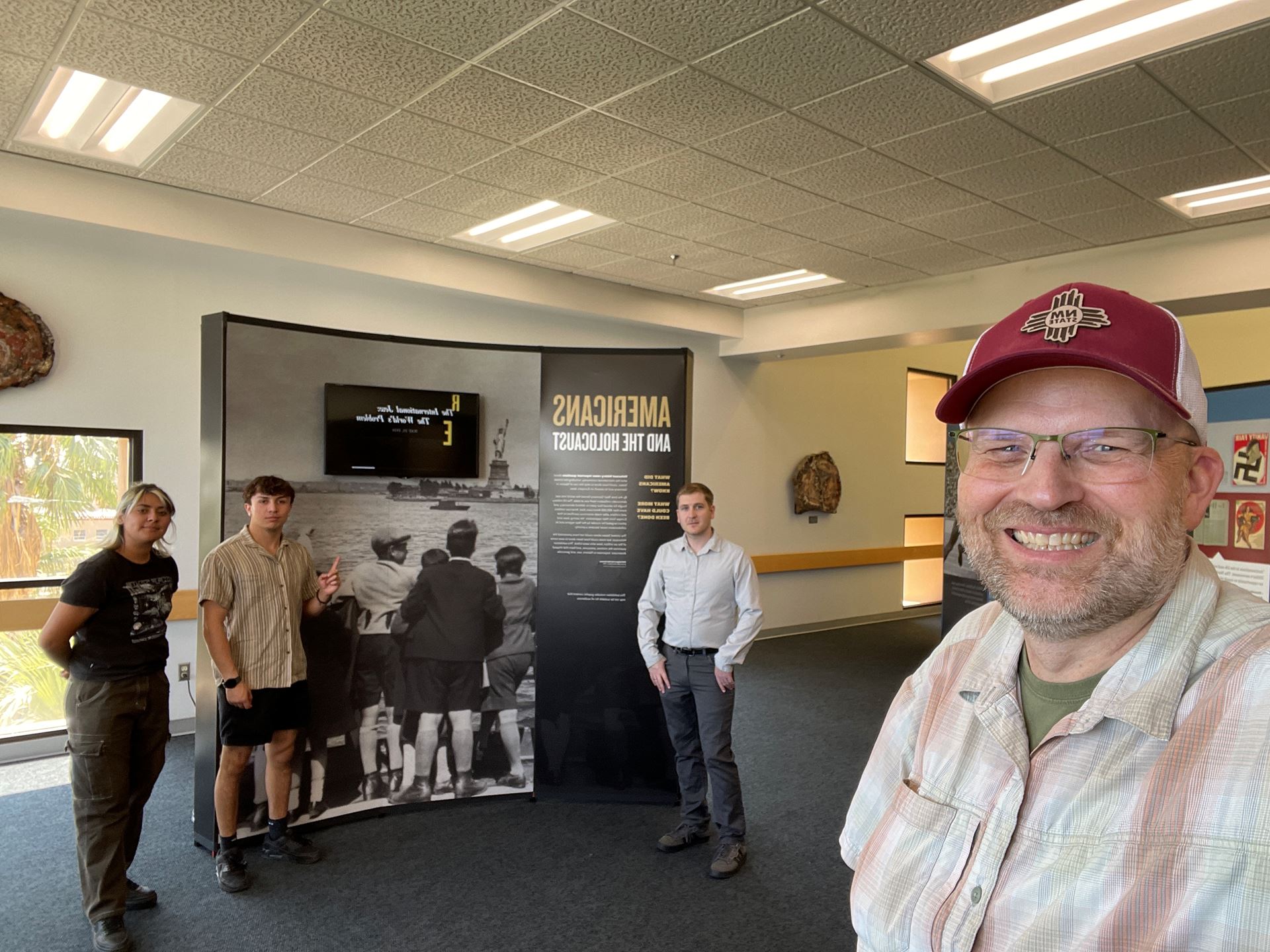 Photo of the Americans and the Holocaust exhibit setup at the NMSU LIbrary