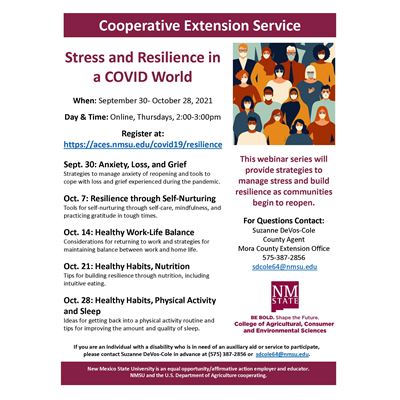 New Mexico State University’s Cooperative Extension Service stress and resilience team will offer the third installment