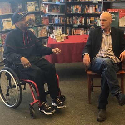 Rus Bradburd, right, is pictured with Shawn Harrington. Harrington, a former New Mexico State University basketball play