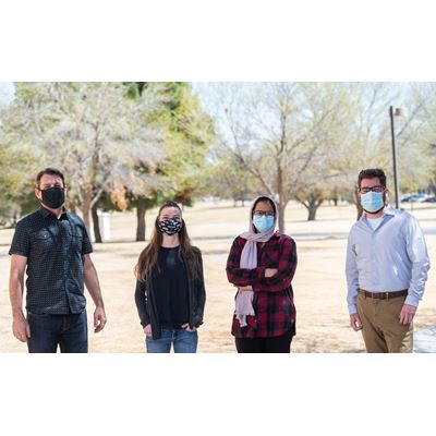 From left, Tanner Schaub, Alanna Cover, Maha Abutokaikah and Patrick Trainor, who are part of a research team studying h