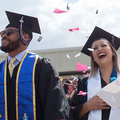 Students celebrate after Spring 2019 commencement in this file photo