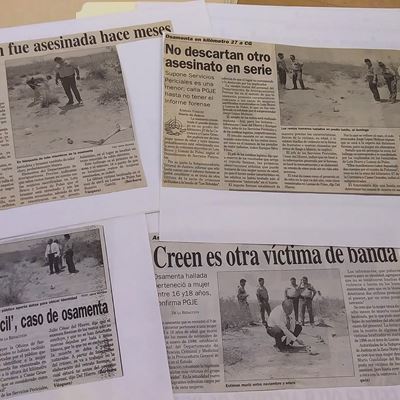 Newspaper clippings from Esther Chavez Cano's collection