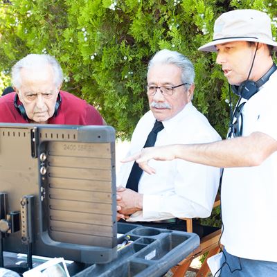 From left: Mark Medoff, screen writer for "Walking with Herb," star of the film Edward James Olmos and director Ross Mar