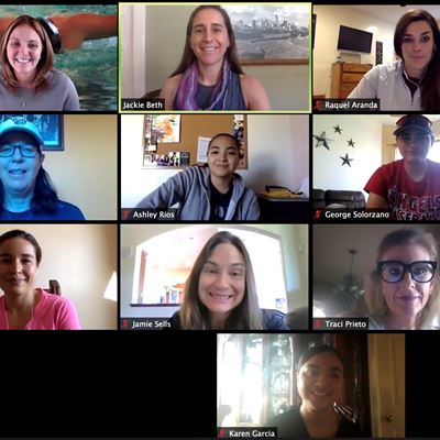 A group of researchers in New Mexico State University’s Department of Kinesiology and Dance participate in a Zoom...