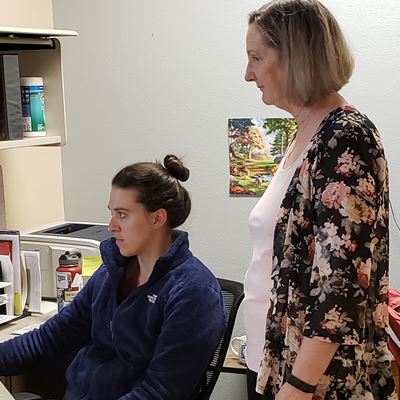 From left: Physicians Assistant Ethi House and Dr. Judi Voelz, M.D., are healthcare practitioners who see patients via..