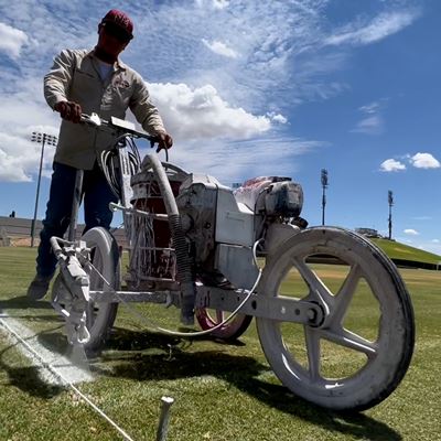 Grounds team striping fields