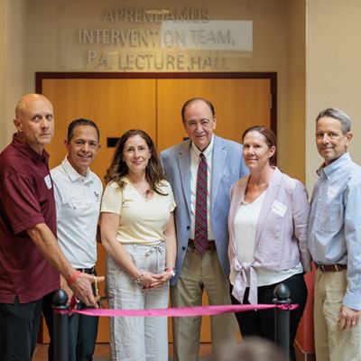 Lecture hall ribbon cutting