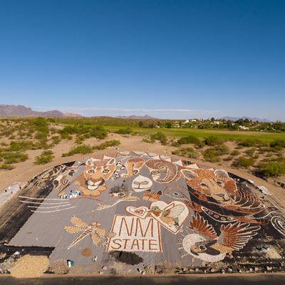 Las Cruces artist continues work on wildlife inspired rock mural at NMSU Golf Course