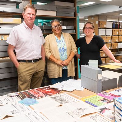 Photo of Lauretta King at Branson Library Archives and Special Collections