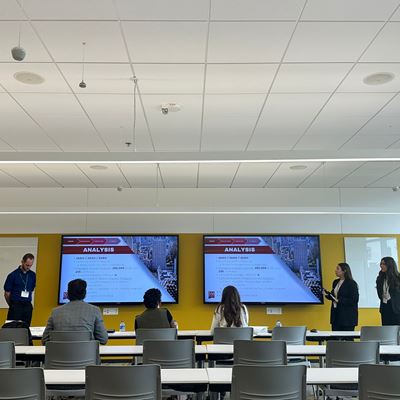 Photo of supply chain students presenting at GM WSU Supply Chain Case Competition in Detroit Michigan