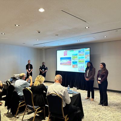 Photo of supply chain students presenting at GM WSU Supply Chain Case Competition in Detroit Michigan