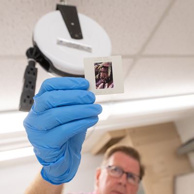 Photo of Sterling Trantham photo collections housed at NMSU Archives and Special Collections