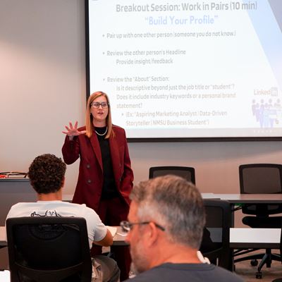 Photo of Dr Erin Blaugrund AMA faculty advisor at the Bold Idea Conference