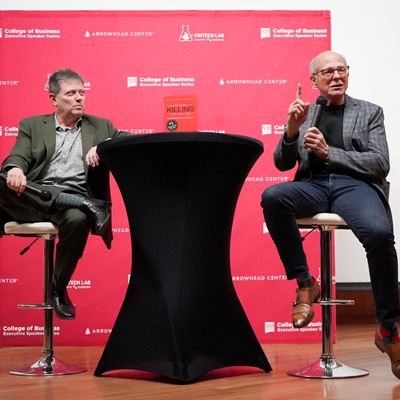 Photo of Dean Ashenbaun left Chuck Blakeman right at Bold Idea Conference Executive Speaker Series