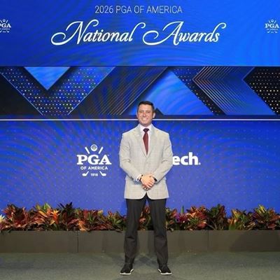Photo of NMSU PGA Golf Management AD Henry Stetina 2026 PGA of America National Youth Player Development Award recipie