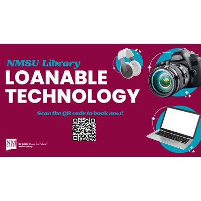 Photo of NMSU Library Loanable Technology flyer QR code
