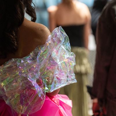 Students with New Mexico State University s Aggie Fashion Club modeling upcycled fashion designs