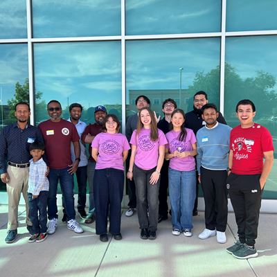 Photo of New Mexico State University students gather outside the WESST Enterprise Center in Albuquerque