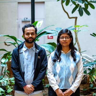 NMSU civil engineering students Nelson Kandel and Samriddhi Ghimire competing as Concrete Coders at Hack NMSU
