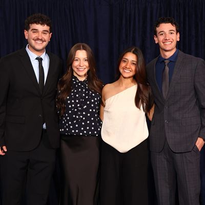 Photo of NMSU COB undergraduates Jacob Acosta Natalia Ochoa Macy Silva and Noah Torres
