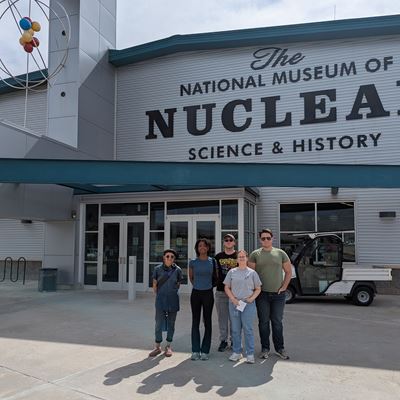 Description Five students attending New Mexico State University s NuChemE Pipeline summer initiative are standing in front of the National Museum of Nuclear Science History