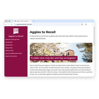 Screenshot of Aggies to Recall website