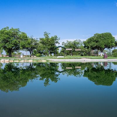 Photo of Alumni Pond after reopening in August 2026