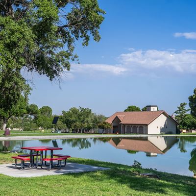 Photo of Alumni Pond after reopening in August 2026