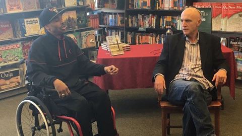 Rus Bradburd, right, is pictured with Shawn Harrington. Harrington, a former New Mexico State University basketball play