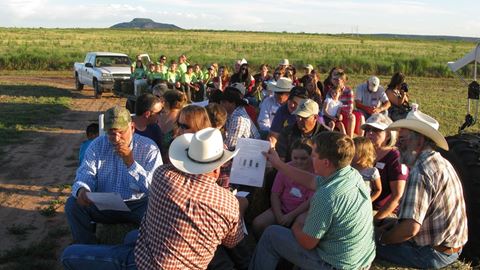 People taking a hay wagon tour during the 2015 Tucumcari field day