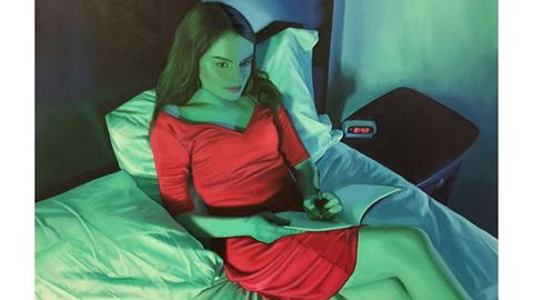 A painting of a girl in a dress