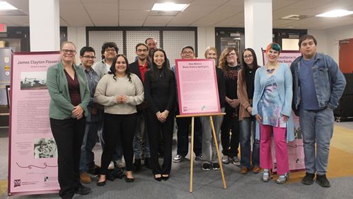 Photo of students at Branson Library presenting Black histories spotlight archival exhibit Dec 2025 Courtesy photo