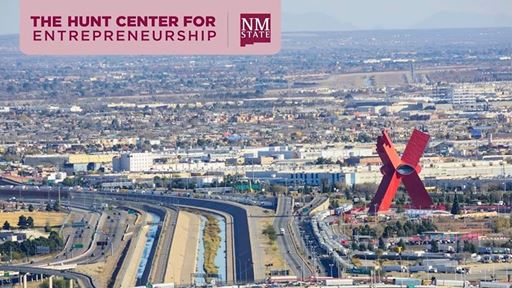 Aerial view of the La Equis monument in Ju rez and the Bridge of the Americas