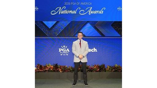 Photo of NMSU PGA Golf Management AD Henry Stetina 2026 PGA of America National Youth Player Development Award recipie
