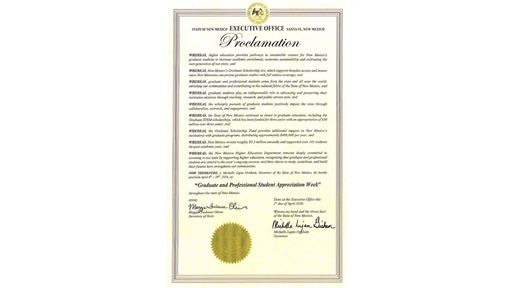photo-of-nmsu-graduate-student-appreciation-week-proclamation-issued-by-state-of-new-mexico