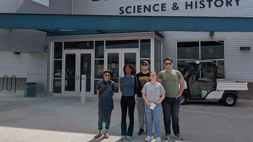Description Five students attending New Mexico State University s NuChemE Pipeline summer initiative are standing in front of the National Museum of Nuclear Science History