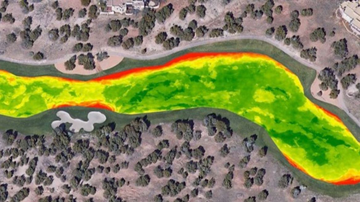 Satellite image of fairway at golf course