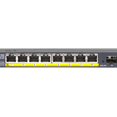 NETGEAR 8-port Gigabit PoE+ Ethernet Smart Managed Pro  Switch with 2 SFP Ports (GS110TPv3) - Front