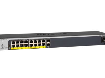 NETGEAR ProSAFE® Easy-Mount 16-Port PoE+ Gigabit Smart Managed Switch with 2 SFP Ports (GS418TPP) - Right