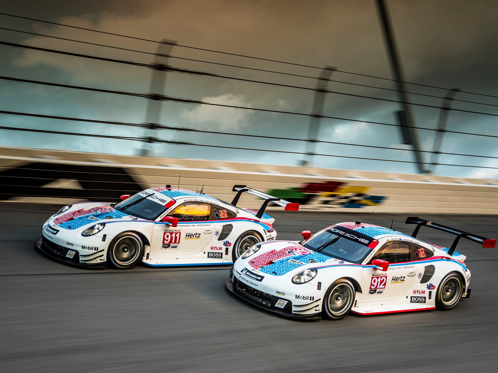 Also In Sebring The Two Porsche 911 Rsr Of The Porsche Gt Team Compete In The