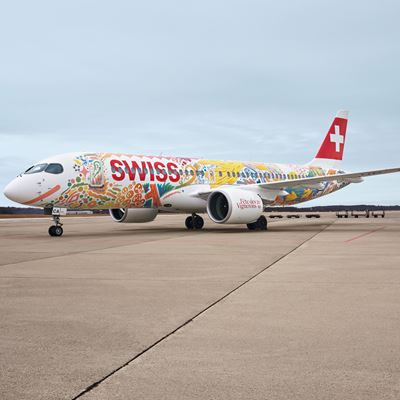 The SWISS CS300 currently carrying the special F te des Vignerons livery will overfly the site of the F te des Vignerons