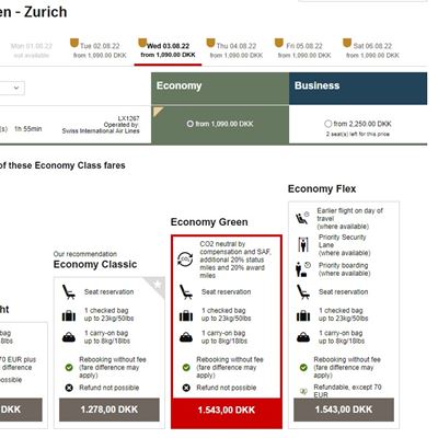 SWISS expands its customers’ carbon-neutral air travel options