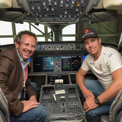 Patric Berg and Gino Caviezel in the Cockpit of the Viamala