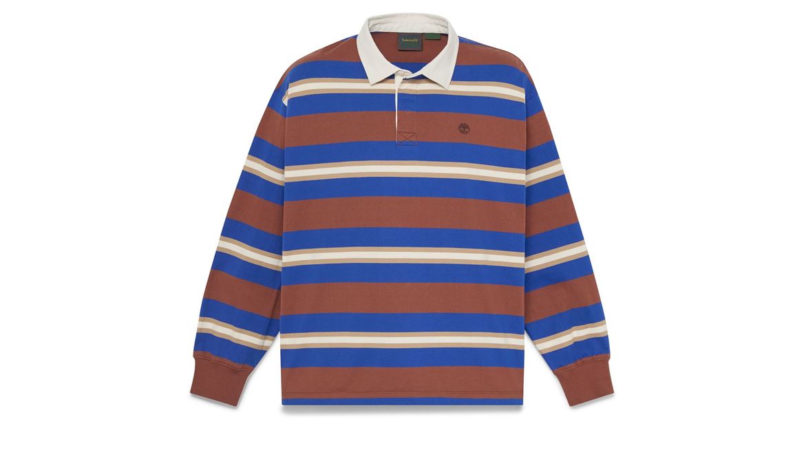 Men s Long Sleeve Striped Rugby Polo